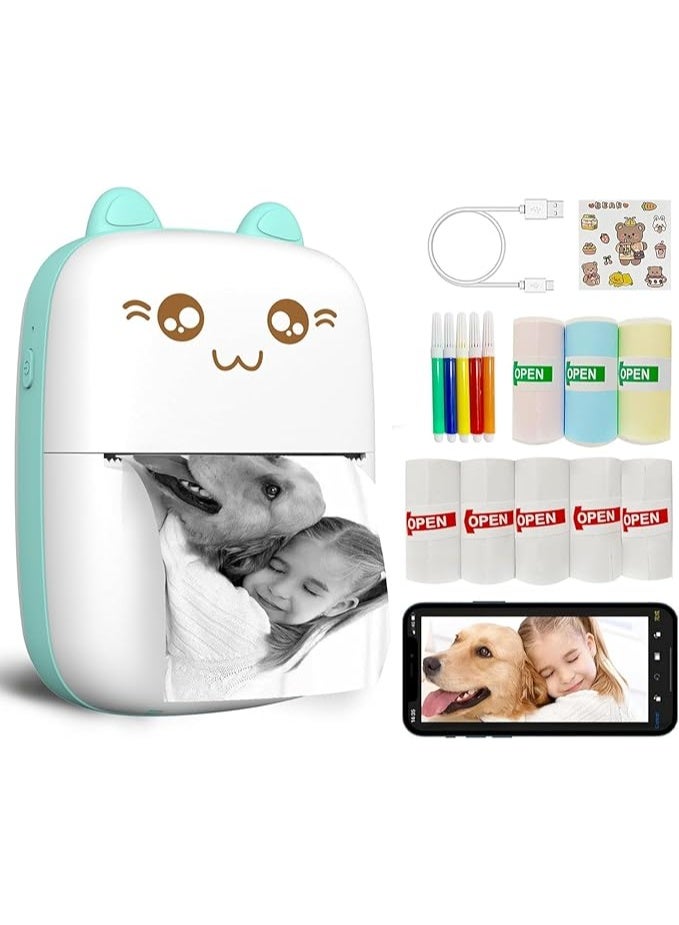 Mini Printer Portable, Inkless Sticker printer , Bluetooth Wireless mini thermal printer Compatible with iOS + Android for Journal, Memo, Photo, Print Pod Gifts for Girls Kids - Image 2