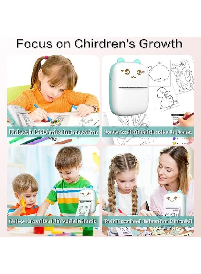 Mini Printer Portable, Inkless Sticker printer , Bluetooth Wireless mini thermal printer Compatible with iOS + Android for Journal, Memo, Photo, Print Pod Gifts for Girls Kids - Image 4