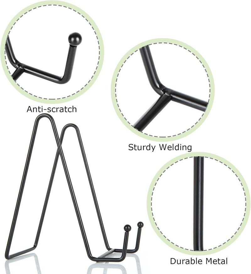 LOLYSIC Display Stands 6 Inch Metal Picture Frame Holder Plate Stand Display Holders Photo Frame Stand Easel Display Stand for Decorative Plate Dish Books Art Craft Tabletop, Pack of 8, Black - Image 3