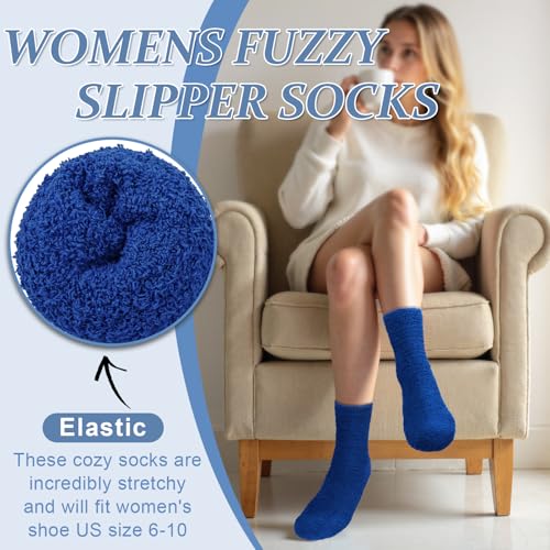 YSense 6 Pairs Women Fuzzy Fluffy Socks Cozy Slipper Socks Warm Soft Winter Plush Home Sleeping Socks Gifts - Image 5