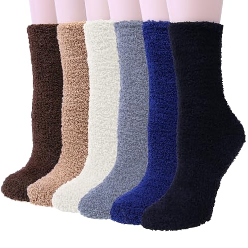 YSense 6 Pairs Women Fuzzy Fluffy Socks Cozy Slipper Socks Warm Soft Winter Plush Home Sleeping Socks Gifts - Image 1