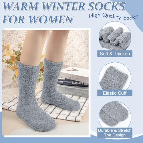 YSense 6 Pairs Women Fuzzy Fluffy Socks Cozy Slipper Socks Warm Soft Winter Plush Home Sleeping Socks Gifts - Image 2