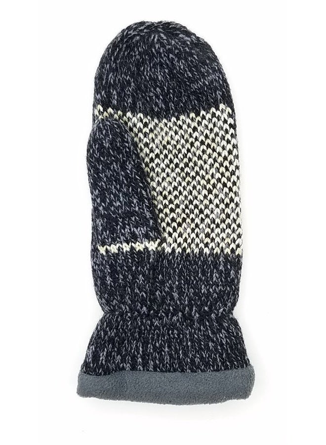 Bruceriver Women Snowflake Knit Mittens with Warm Thinsulate Fleece Lining Size S (Black) - Image 3