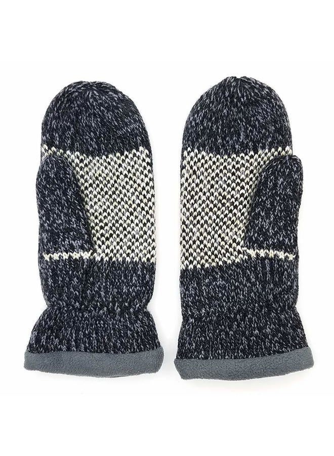 Bruceriver Women Snowflake Knit Mittens with Warm Thinsulate Fleece Lining Size S (Black) - Image 5