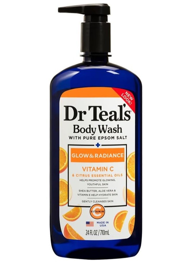 Dr Teal's - Epsom Salt Body Wash Vitamin C and Citrus Oils 710ml with soothe and sleep Lavender 710ml - Image 1