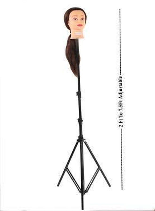 IAS Black Synthetic Long Hair Hairdressers Training Head Dummy & Adjustable Tripod Stand for Hair Dresser Mannequin Holder for Salon Pack of 2 - Image 3