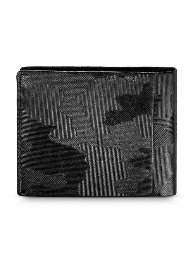 POLICE Berryblack Grey and Black Leather Bi-Fold Wallet for Men