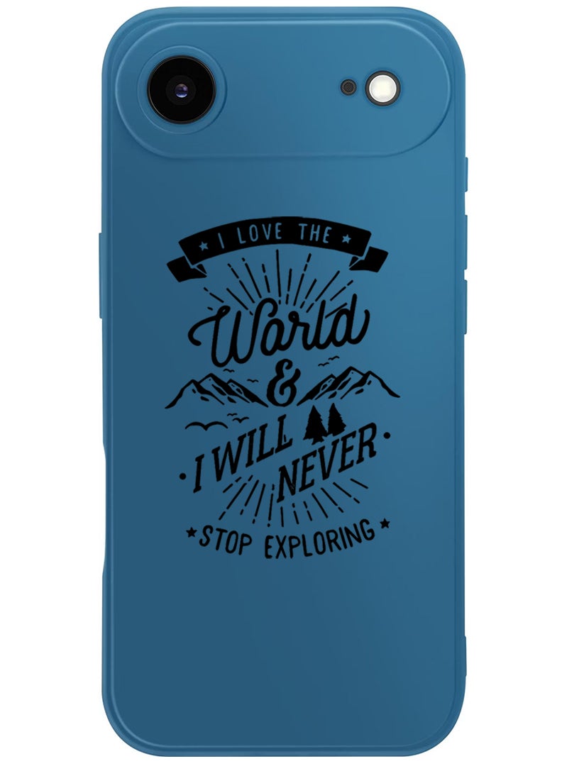 Theodor Protective Slim Fit Case Liquid Silicone Cover with Full Body Protection Anti-Scratch Shockproof Case For Apple iPhone 17 Air (Blue) I love the world - Image 1