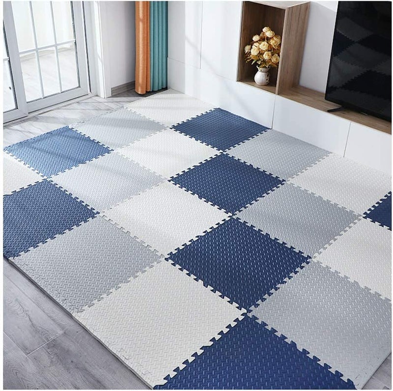 SIGNATRON 20mm Thick Exercise Mat Tiles, Gym Floor Mat Rubber, Interlocking Foam for Gymnastics, Exercise, Play Areas, Home Gyms, Dance Studios, Yoga (Navy Blue - Grey - White, 4Pcs) - Image 5