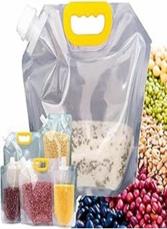 Generic 5PCS Grain Moisture-Proof Sealed Bag with lid Food Storage Container Bag, Clear Food Saver Vacuum Sealer Suction Bags, Stand Up Food Storage Pouches for Millet Nuts Beans Liquid powders… (5L, 5PCS) 