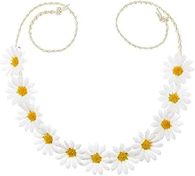 Quupy 3PCS Daisy Flower Headband Sunflower Crown Floral Hair Wreath Bohemia Headpiece Hair Band for Bridal Women Girls Hippie Wedding Party Beach Festival White - Image 3