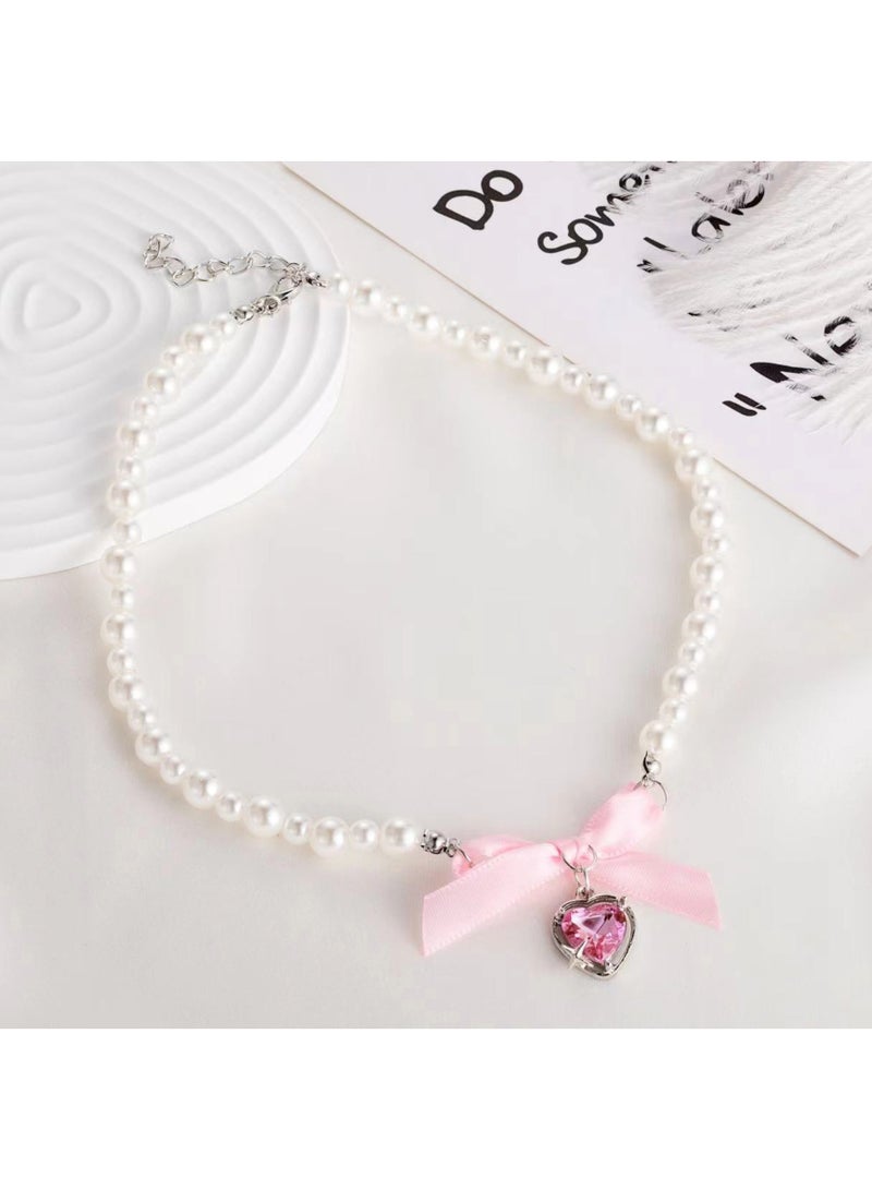 Bow Love Pearl Pendant Necklace for Women