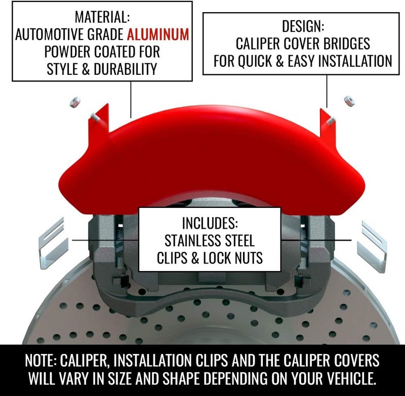 MGP Caliper Covers 10204SMB2RD for Mustang/Bar & Pony (2015) - Red Powder Coat Finish, Set of 4 - Image 3