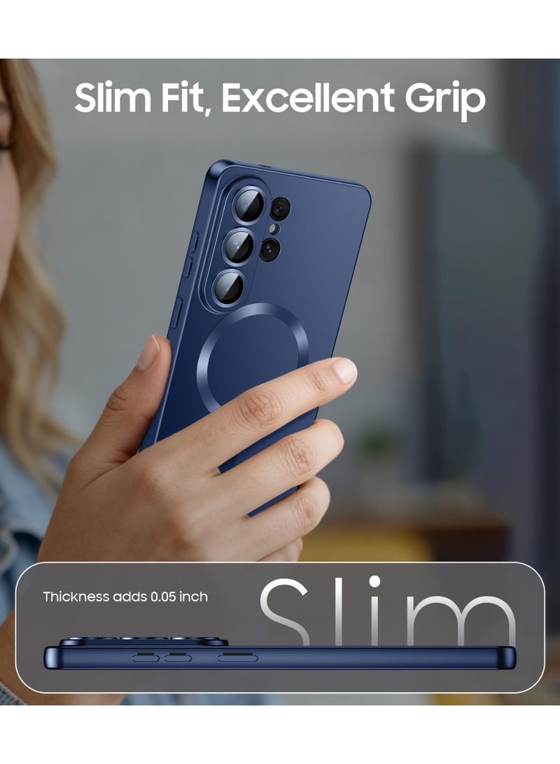 جراب مغناطيسي لهاتف سامسونج جالاكسي S26 ألترا، متوافق مع ماج سيف، جراب رفيع غير لامع مع واقي عدسة كاميرا مدمج، غطاء هاتف قابل للإزالة ومقاوم للصدمات، لون ازرق - Image 3