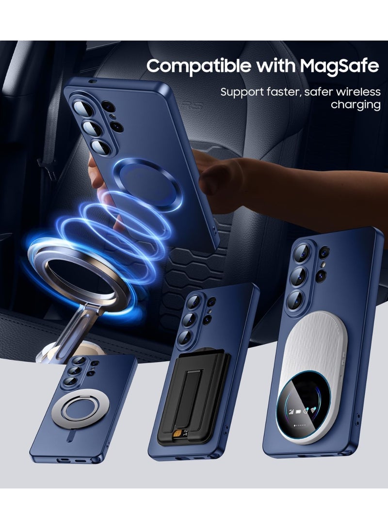 جراب مغناطيسي لهاتف سامسونج جالاكسي S26 ألترا، متوافق مع ماج سيف، جراب رفيع غير لامع مع واقي عدسة كاميرا مدمج، غطاء هاتف قابل للإزالة ومقاوم للصدمات، لون ازرق - Image 4
