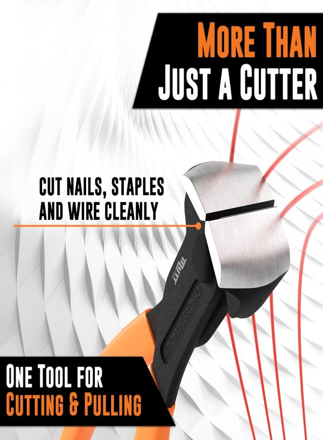 AMERICAN MUTT TOOLS كماشة قطع طرفية متينة مقاس 8 بوصات من أدوات Mutt - أداة CRV End Nippers - كماشة سحب المسامير، أداة سحب المسامير - Image 2