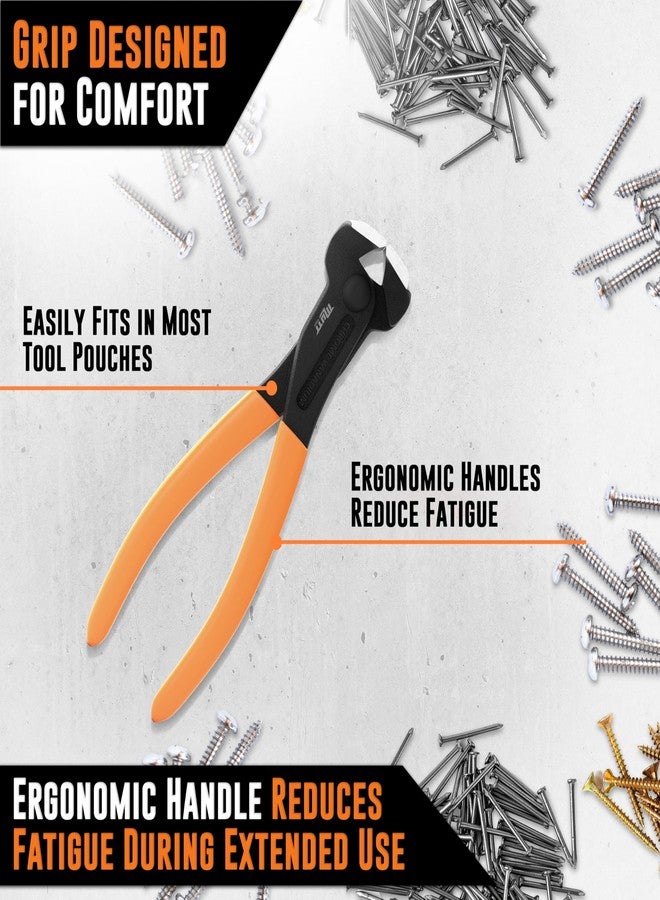 AMERICAN MUTT TOOLS كماشة قطع طرفية متينة مقاس 8 بوصات من أدوات Mutt - أداة CRV End Nippers - كماشة سحب المسامير، أداة سحب المسامير - Image 4