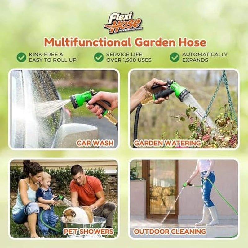Arabest with 8 Function Nozzle, 25FT - Lightweight Expandable Garden Hose, No-Kink Flexibility, 3/4 Inch Solid Brass Fittings and Double Latex Core - Image 3