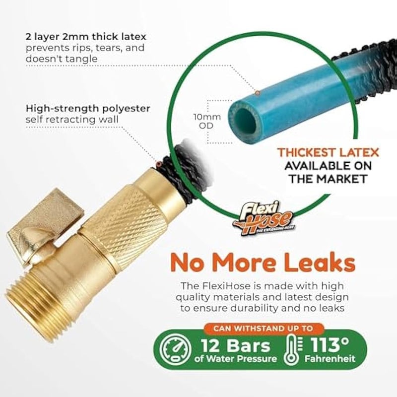 Arabest with 8 Function Nozzle, 25FT - Lightweight Expandable Garden Hose, No-Kink Flexibility, 3/4 Inch Solid Brass Fittings and Double Latex Core - Image 4
