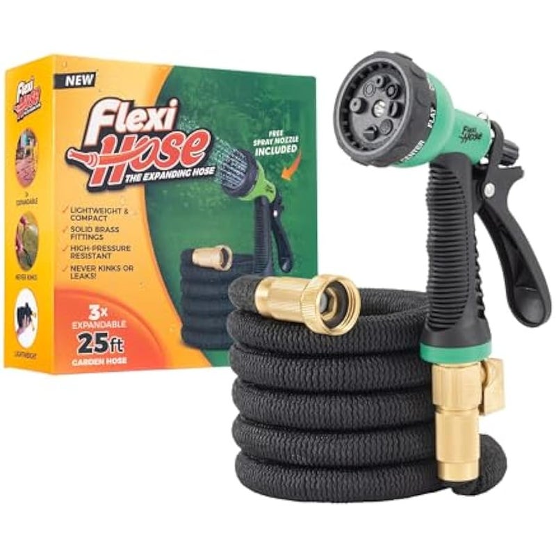 Arabest with 8 Function Nozzle, 25FT - Lightweight Expandable Garden Hose, No-Kink Flexibility, 3/4 Inch Solid Brass Fittings and Double Latex Core - Image 1