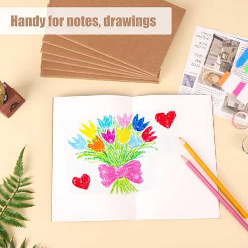 EOOUT 24 Pack Blank Kraft Notebooks, A5 Journals Notebook Bulk, Unlined Paper Sketchbooks, 8.3x5.5in 60 Pages Travel Journal Set for Journaling, Student, Kids, Writing - Image 5