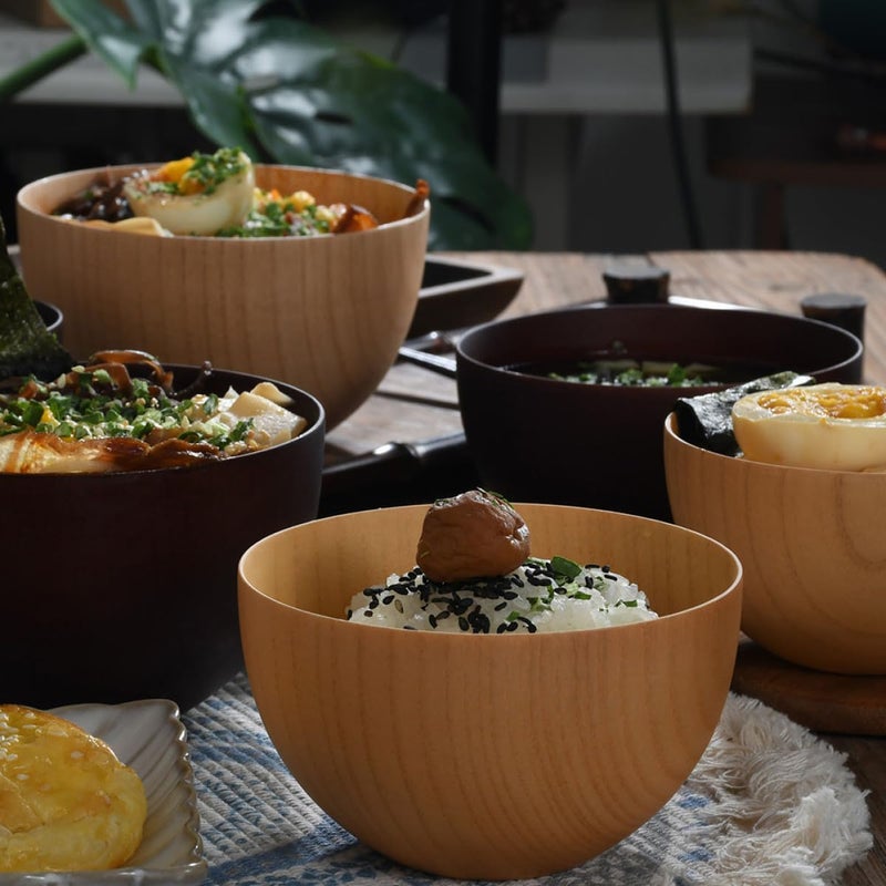 Jujube Wood Ramen Bowl Japanese Style Soup Salad Bowl for Home Restaurant Use - Image 4