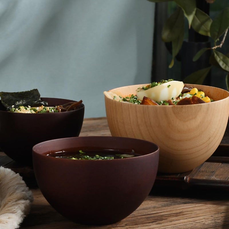 Jujube Wood Ramen Bowl Japanese Style Soup Salad Bowl for Home Restaurant Use - Image 5