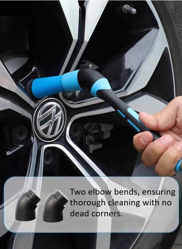 Car Interior Detailing Brush Kit with Replaceable Heads, 6Pcs Soft Bristle Car Cleaning Brush with Curved Heads - Image 2