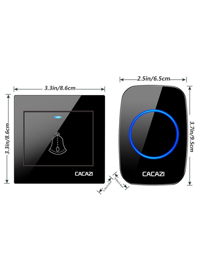 Cacazi H10 1 لـ 1 جرس الباب الذكي اللاسلكي بدون بطارية ، قابس: UK Plug (أسود) - Image 3