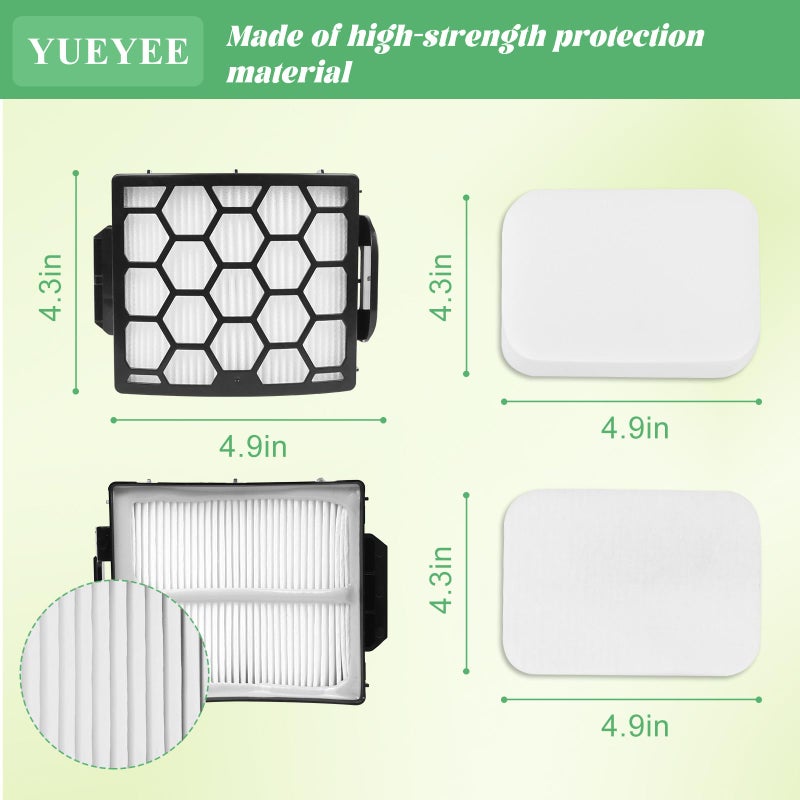 YUEYEE Filter Replacement for Shark UV850 UV900 LA490 LA492 Rotator Lift-Away ADV DuoClean PowerFins Upright Vacuum, Part XHF320 and XFFK602UKT, 4 Foam 2 HEPA - Image 4