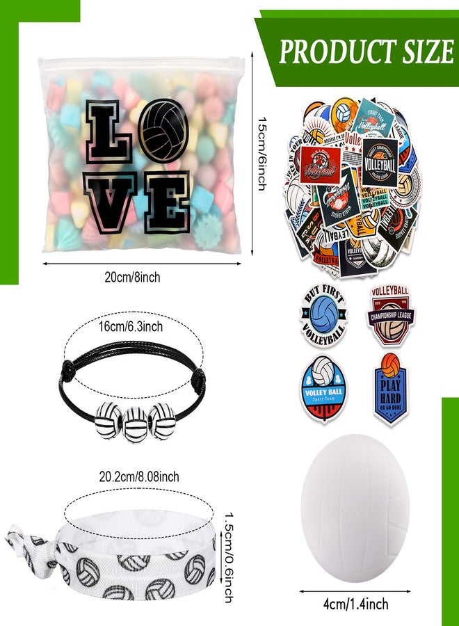 Siifert 220 Pcs Volleyball Party Favors Volleyball Gifts Include Goodie Gifts Bags Bracelets Hair Ties Stress Balls Stickers Sports Birthday Party Supplies for Team Players - Image 3