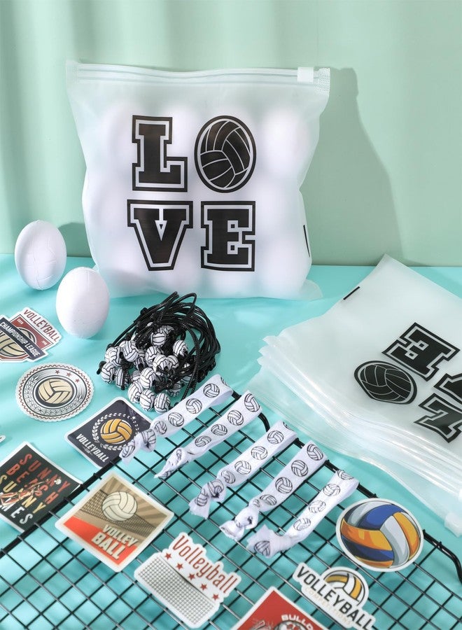 Siifert 220 Pcs Volleyball Party Favors Volleyball Gifts Include Goodie Gifts Bags Bracelets Hair Ties Stress Balls Stickers Sports Birthday Party Supplies for Team Players - Image 4