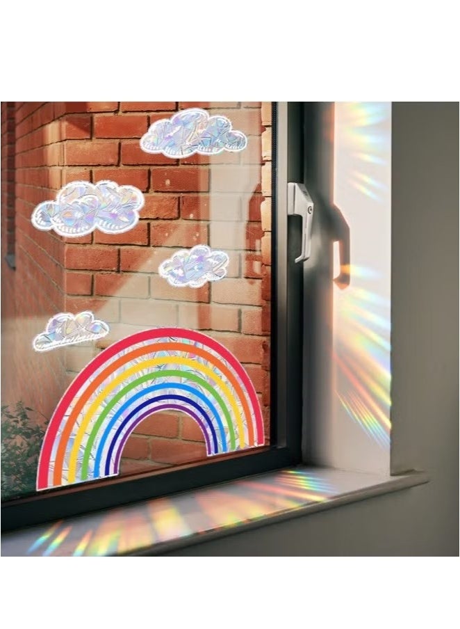يا إلهي قوس قزح الغيوم مشعة الشمس ثابتة نافذة الزجاج ملصق - Image 1