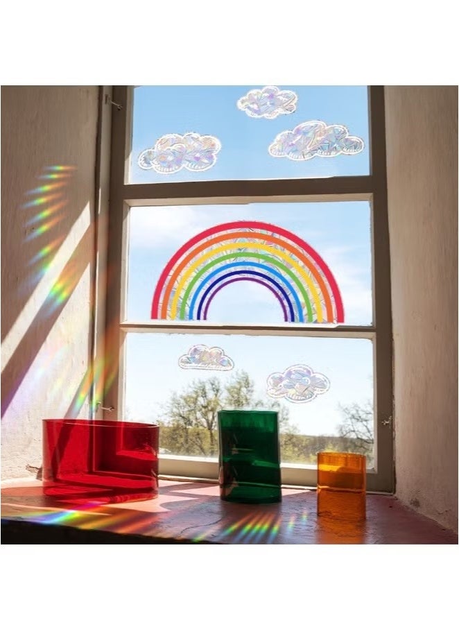 يا إلهي قوس قزح الغيوم مشعة الشمس ثابتة نافذة الزجاج ملصق - Image 2