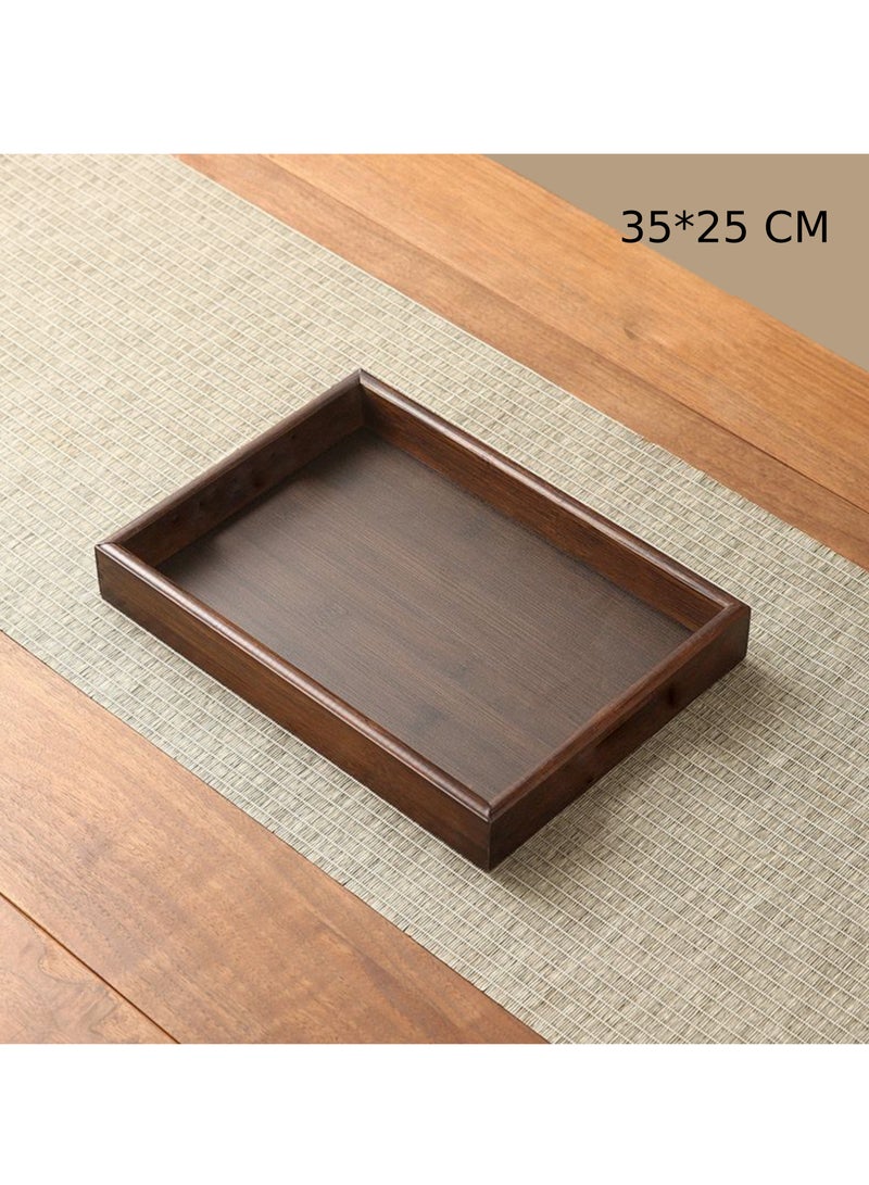 اي زد صينية التقديم مستطيلة 35*25 سم ، صينية تقديم الخيزران لون بني ، صينية سرير الإفطار ، صينية تقديم لطاولة القهوة ، الشاي ، المقبلات ، حفلات الشواء ، الحفلات，صحون，صحون ضيافه - Image 3