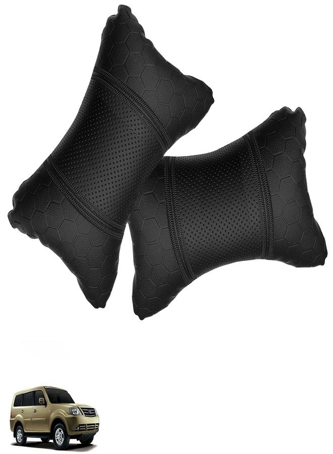 PulGos Black Car Seat Neck Rest Cushion Pillow in Football Print(Set of 2) for Grand Dicor_PR1127 - Image 1