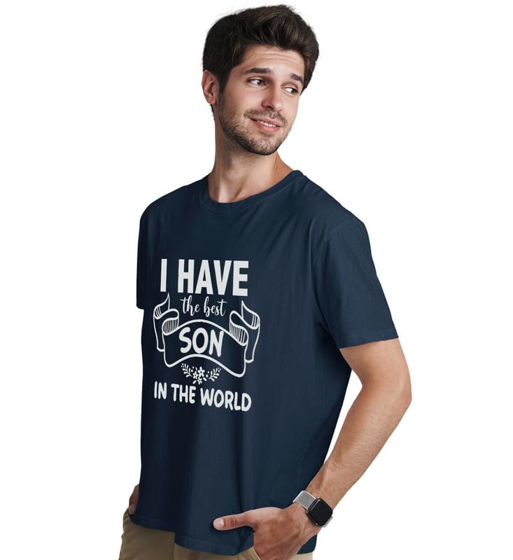 INDISSH Father Son T-Shirt Combo of 2 | Matching Printed Cotton Tshirts - FAM2_RNM-FS04-NVY-XL_KRN-FS04-NVY-9YR NavyBlue - Image 2