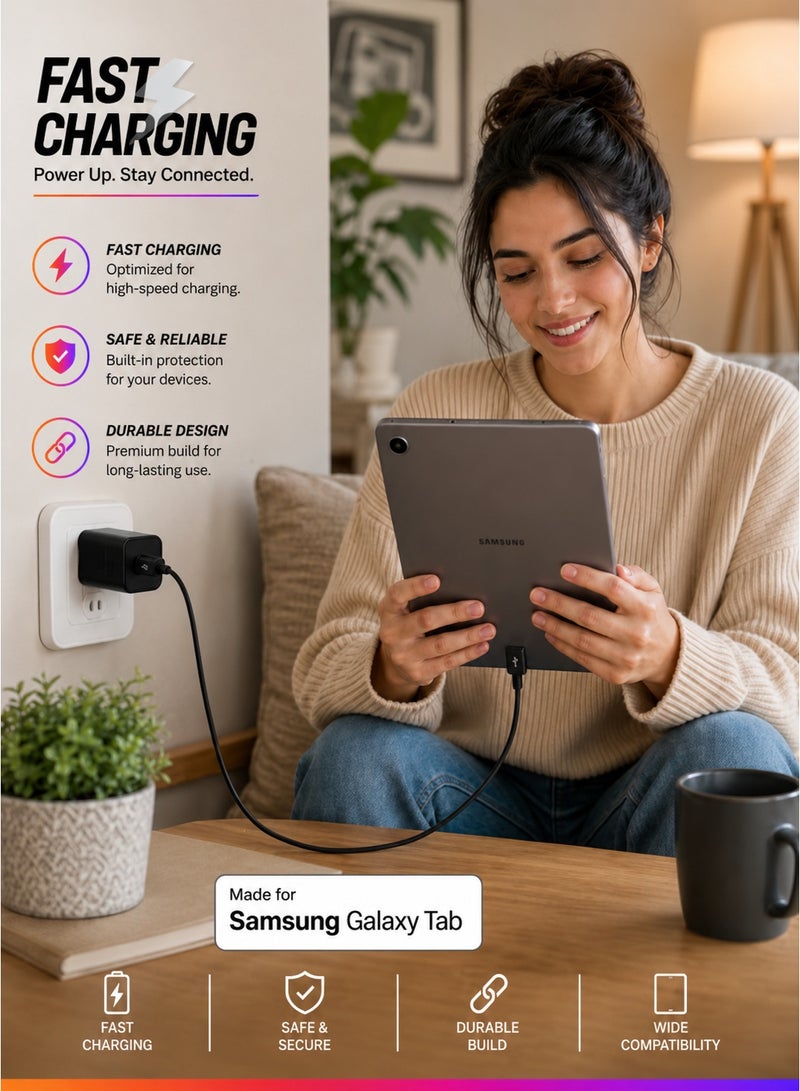 كابل شحن ونقل بيانات متوافق مع أجهزة سامسونج تاب ذات منفذ 30-Pin (Tab 2 10.1 N8000، 7.0 P3100، Note 10.1 P5100، وغيرها). - Image 2