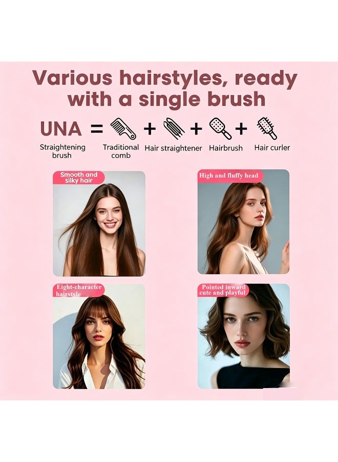 Pink 2-in-1 Hair Straightening & Curling Comb, Constant Temperature Hair Care Styling Tool with Adjustable Temperature, Detachable & Portable Design - Image 3