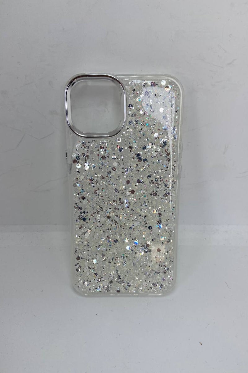 Case For iPhone Case, Clear Glitter Bling Sparkly, Soft TPU Frame Bumper, Hard-Back Cover for Women & Girls, Transparent Protective Phone Case (Glitter Silver, iPhone 11) - Image 1