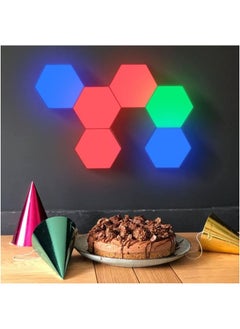 Splicing LED Smart Light, Wandleuchte Hexagonal, Panels A helle LED for eine Wand-Beleuchtung for Innen, Modular-Touch Sensitive Lichter Wabe Dekorative Colorful (Size : Pack of 6)