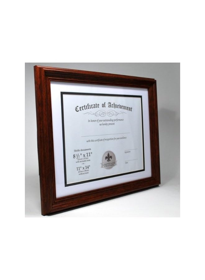 Lawrence Frames Frames Dual Use 11 by 14-Inch Certificate Picture Frame with Double Bevel Cut Matting for 8.5 by 11-Inch Document, Walnut  - Image 2