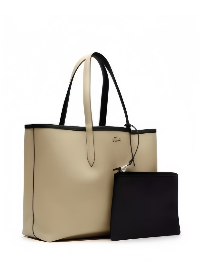 Lacoste Women's Double sided Two tone Large Capacity Handbag, Fashionable Multi functional, Black/Brown - Image 4