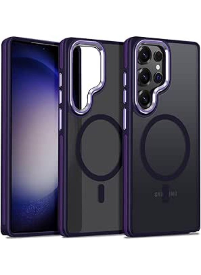 Case for Samsung Galaxy S24 Ultra, Translucent Matte Cover Fits for Magsafe, S24 Ultra Phone Case with Non-Slip Edge, Magnetic Case for Samsung S24 Ultra, Shockproof Protection (Dark Purple) - Image 1