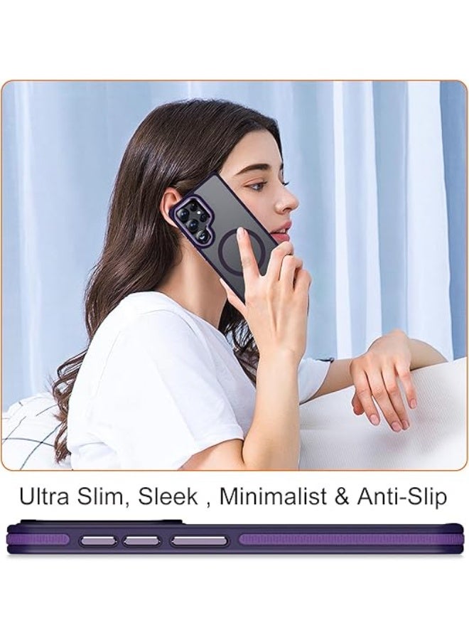 Case for Samsung Galaxy S24 Ultra, Translucent Matte Cover Fits for Magsafe, S24 Ultra Phone Case with Non-Slip Edge, Magnetic Case for Samsung S24 Ultra, Shockproof Protection (Dark Purple) - Image 5