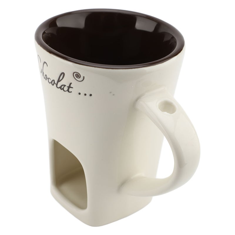 Chocolate Melting Fondue Mug Ceramic Butter Warmer Pot Chocolate Melting Supplies with Fork for Kitchen White - Image 3