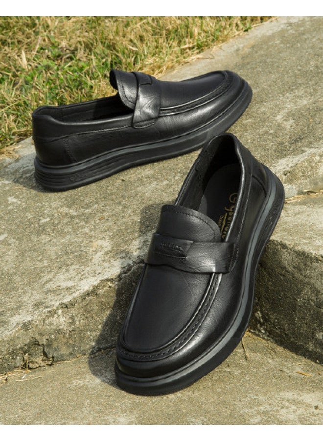Goldlion Minimalist Men's Leather Shoes, Autumn 2025 Men's Business Casual Leather Loafers, Slip-on Men's Dress Shoes - Image 1
