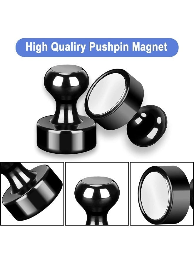 ECVV Refrigerator Magnets, 24pcs Magnetic Push Pins, Magnets for Fridge, Black Brushed Push Pins Magnets Magnetic Perfect for Whiteboard, Map, Kitchen Home Office School Classroom Black - Image 1