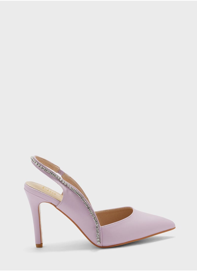 Ella Limited Edition - Diamante Edge Slingback Pointed Pump - Image 1