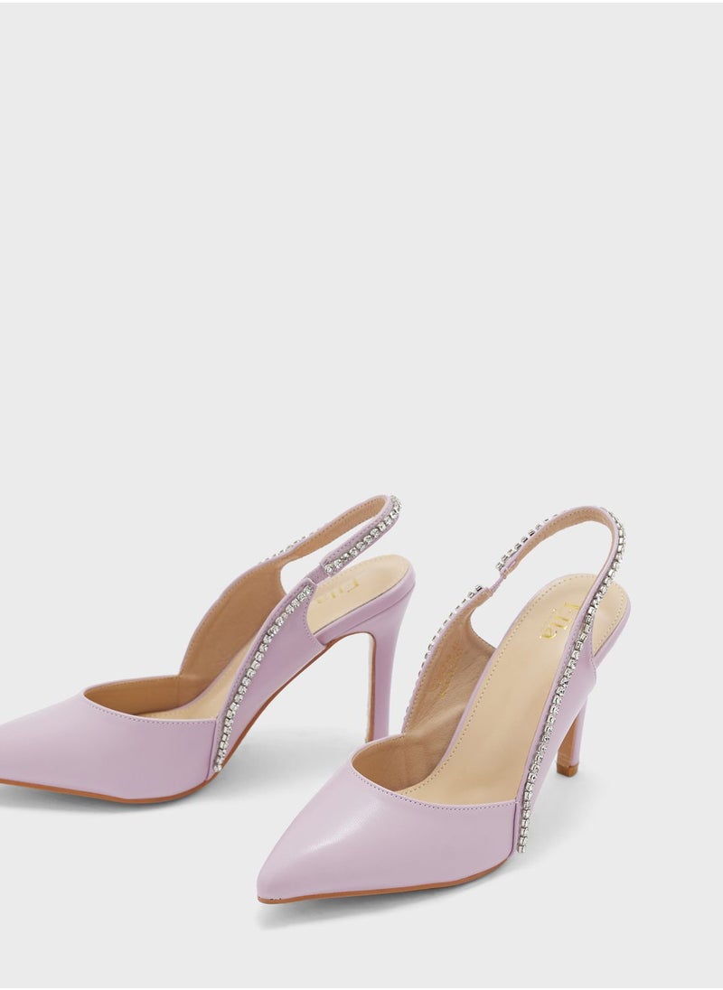 Ella Limited Edition - Diamante Edge Slingback Pointed Pump - Image 1
